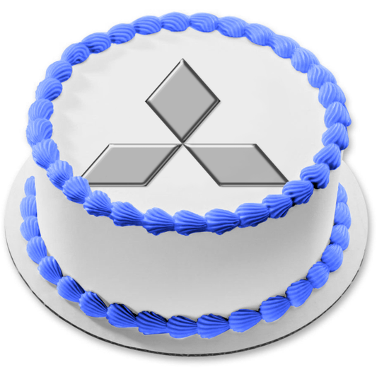 Mitsubishi Logo Car Company Silver Edible Cake Topper Image ABPID52193