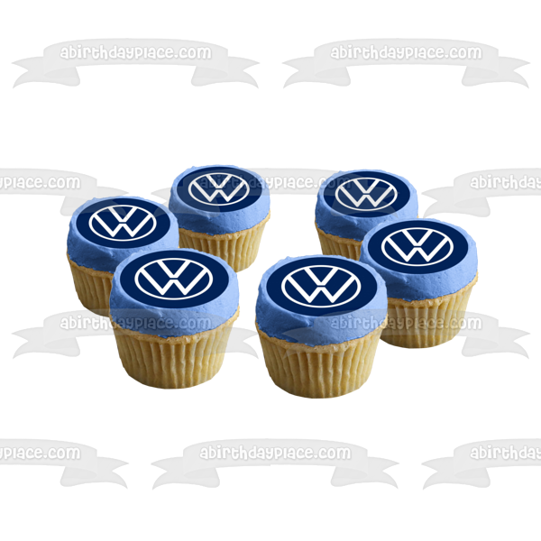Volkswagen Logo VW Car Company White Blue Edible Cake Topper Image ABPID52194