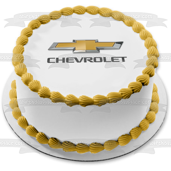 Chevrolet Logo Car Company Logo Silver Gold Edible Cake Topper Image ABPID52195