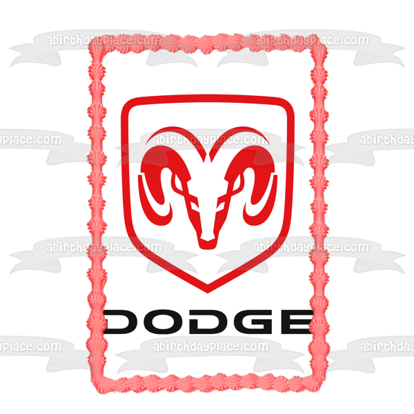 Dodge Car Company Vehicle Logo Red Black Sheep Ram's Head Edible Cake Topper Image ABPID52196