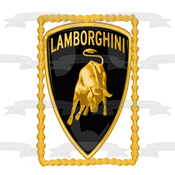 Lamborghini Logo Car Company Yellow Gold Black Edible Cake Topper Image ABPID52197