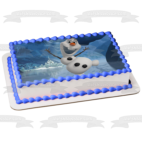Disney Pixar Frozen Olaf Ice Skating Frozen Lake Edible Cake Topper Image ABPID52198