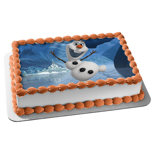 Disney Pixar Frozen Olaf Ice Skating Frozen Lake Edible Cake Topper Image ABPID52198