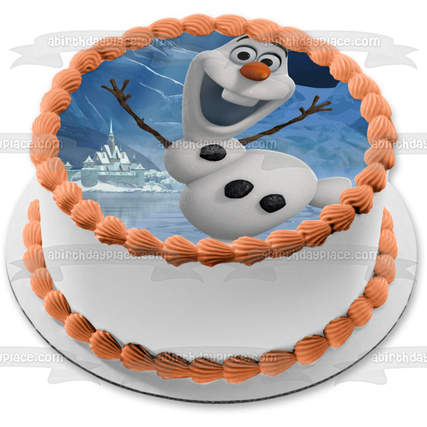 Disney Pixar Frozen Olaf Ice Skating Frozen Lake Edible Cake Topper Image ABPID52198