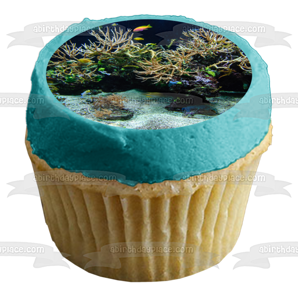 Ocean Life Fish Coral Edible Cake Topper Image ABPID52610