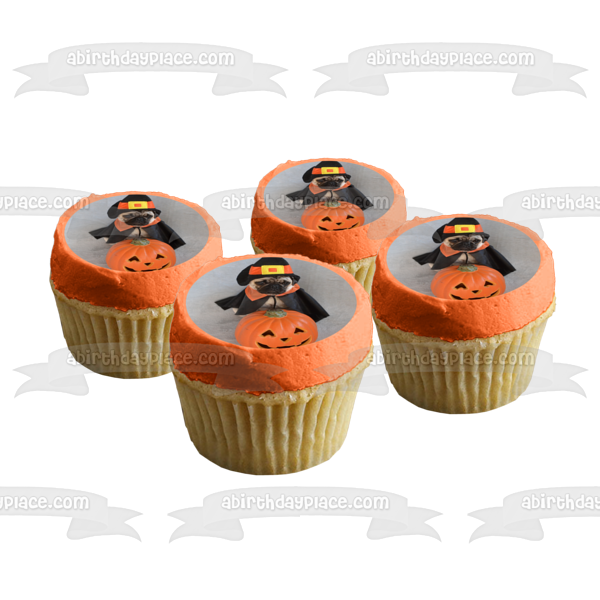 Trick R Treat Halloween Pug Edible Cake Topper Image ABPID52624