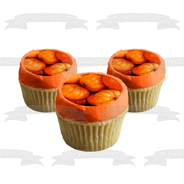 Pumpkins Happy Halloween Fall Harvest Edible Cake Topper Image ABPID52522