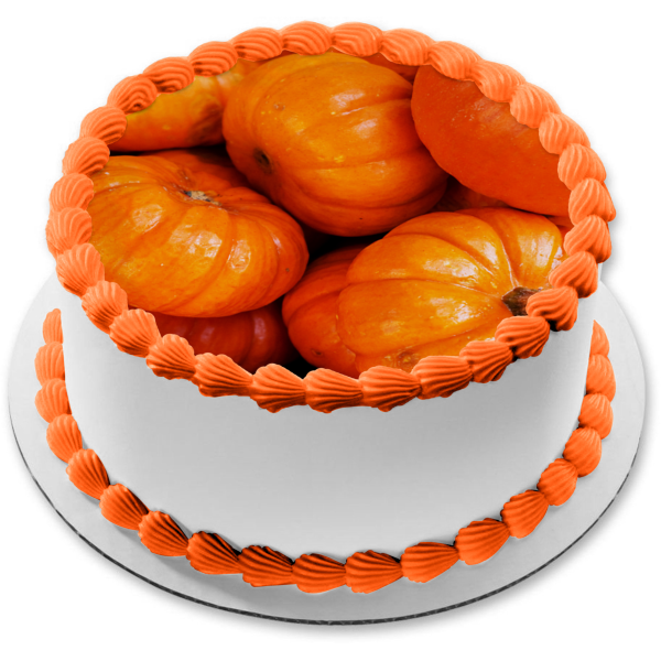 Pumpkins Happy Halloween Fall Harvest Edible Cake Topper Image ABPID52522