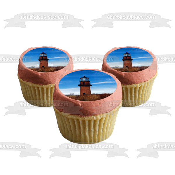 Gay Head Light Lighthouse Martha's Vineyard Edible Cake Topper Image ABPID52523