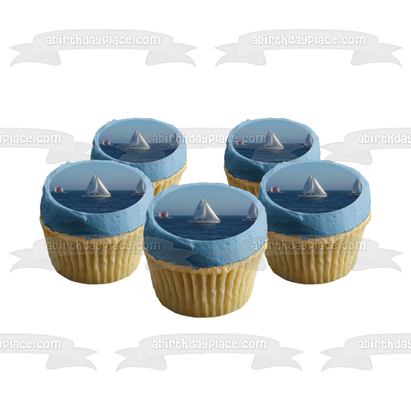 Sailboats Ocean Bound Edible Cake Topper Image ABPID52534
