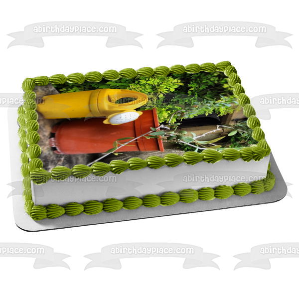 Gardening Watering Can Potted Plants Edible Cake Topper Image ABPID52536
