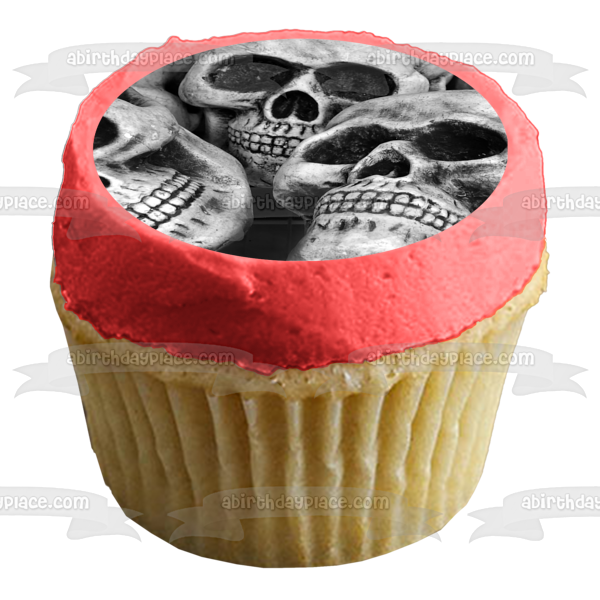 Spooky Halloween Skulls Edible Cake Topper Image ABPID52655