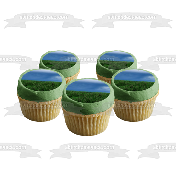 Grassy Knoll Clouds Landscape Edible Cake Topper Image ABPID52551