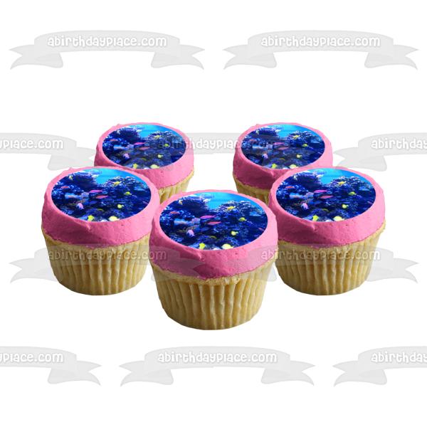 Ocean Life Scenery Fish Coral Edible Cake Topper Image ABPID52558