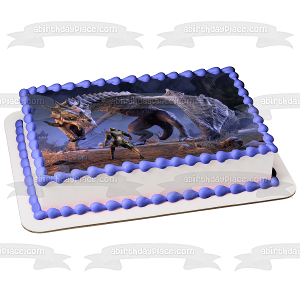 Elder Scrolls Skyrim Dragon Gaming RPG Bethesda Edible Cake Topper Image ABPID52665