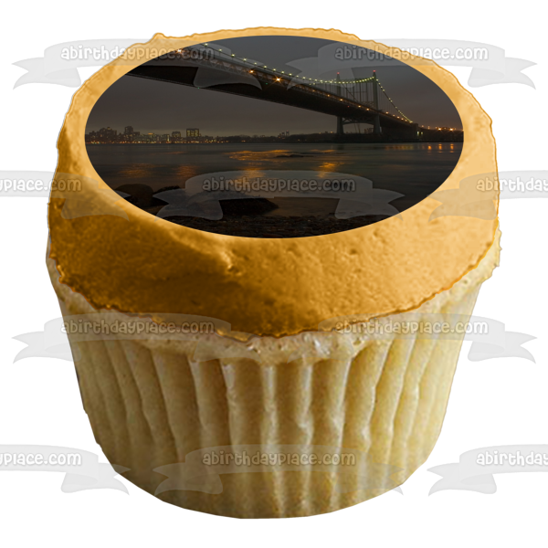 City Bridge and Buildings Edible Cake Topper Image ABPID52570