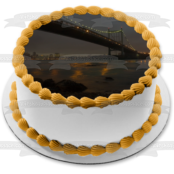 City Bridge and Buildings Edible Cake Topper Image ABPID52570