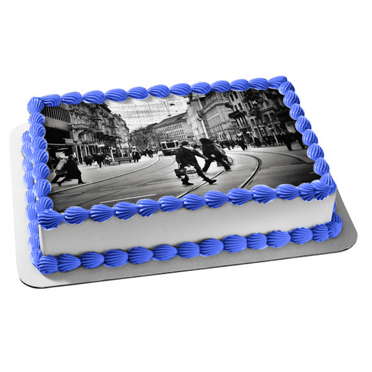 Bahnhofstrasse Street Zurich People Walking Edible Cake Topper Image ABPID52583
