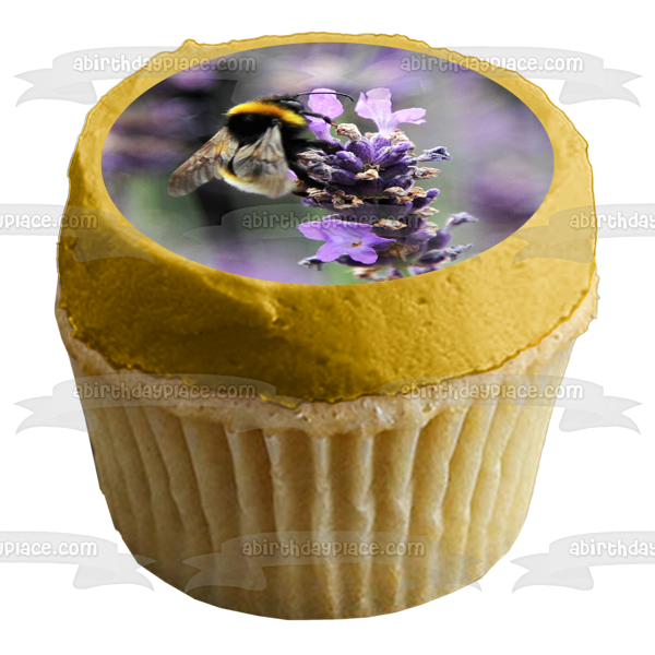Honey Bee on a Flower Edible Cake Topper Image ABPID52592