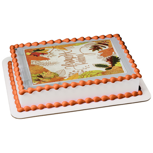 Happy Harvest Fall Colored Leaves Edible Cake Topper Image ABPID52710
