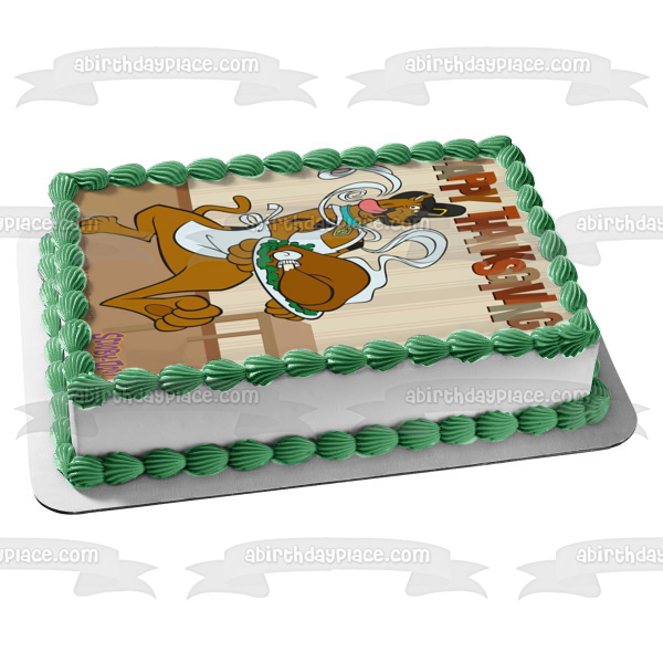 Scooby-Doo Happy Thanksgiving Scooby-Doo Dressed As a Pilgrim Turkey Edible Cake Topper Image ABPID52724