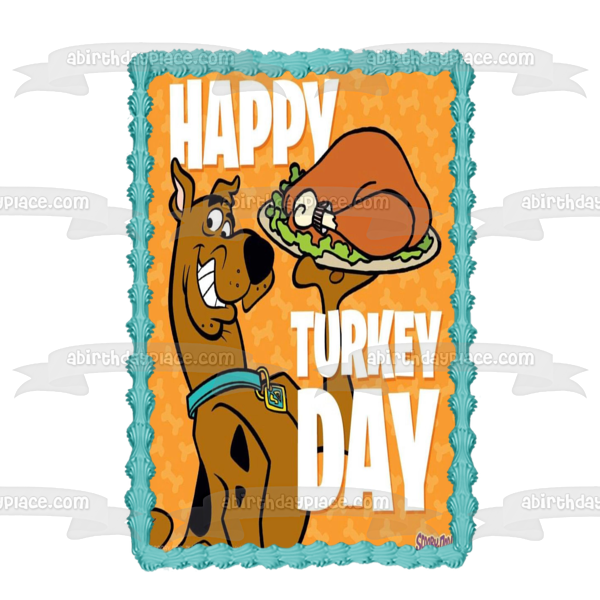 Scooby-Doo Happy Turkey Day Happy Thanksgiving Turkey Edible Cake Topper Image ABPID52725
