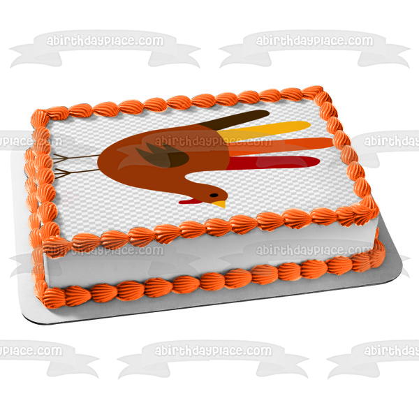 Happy Thanksgiving Handprint Turkey Edible Cake Topper Image ABPID52728