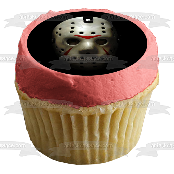 Friday the 13th Hockey Mask Jason Voorhees Scary Halloween Horror Movie Edible Cake Topper Image ABPID52753