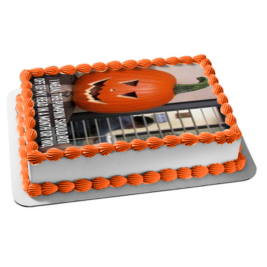 The Office Happy Halloween Meme Dwight Pumpkin Head Edible Cake Topper Image ABPID52763