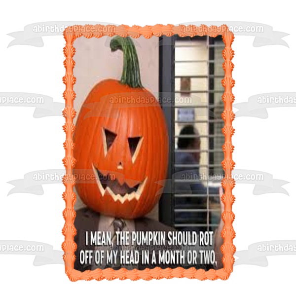 The Office Happy Halloween Meme Dwight Pumpkin Head Edible Cake Topper Image ABPID52763