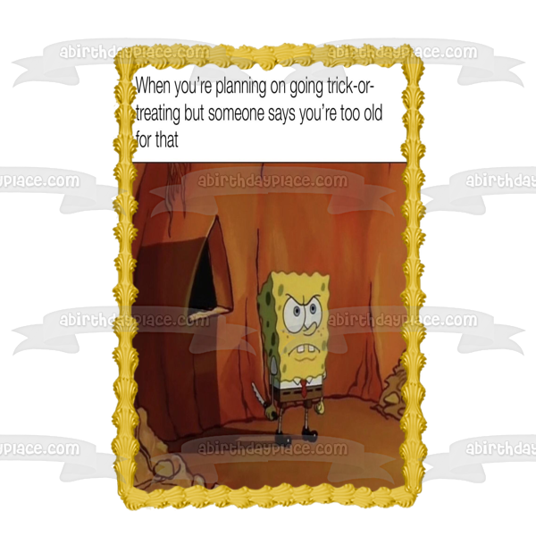 SpongeBob SquarePants Halloween Meme Edible Cake Topper Image ABPID52764
