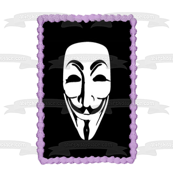 V for Vendetta Guy Fawkes Movie Mask Edible Cake Topper Image ABPID52774