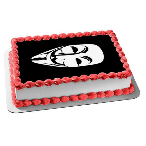 V for Vendetta Guy Fawkes Movie Mask Edible Cake Topper Image ABPID52774
