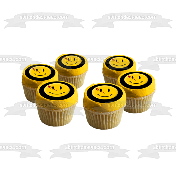 Watchmen Alan Moore Comedian Comic Book TV Series Bloody Smiley Face Badge Edible Cake Topper Image ABPID52781