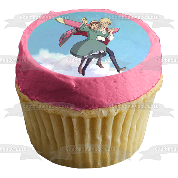Howls Moving Castle Howl Jenkins Pendragon Sophie Hatter Studio Ghibli Animation Edible Cake Topper Image ABPID52875