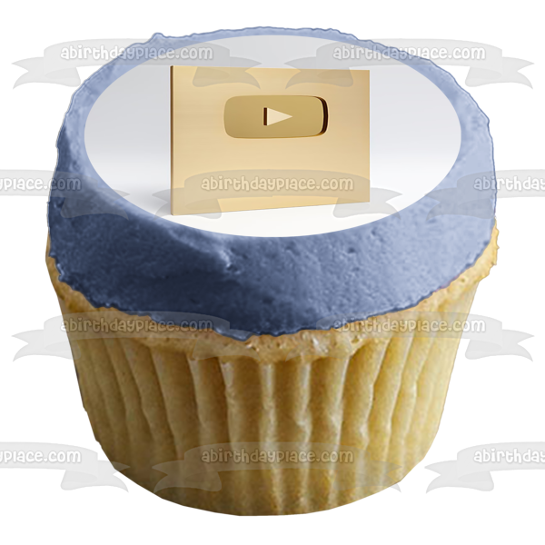 Youtube Golden Play Button Award Edible Cake Topper Image ABPID53022