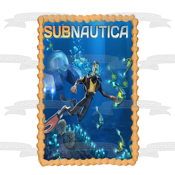 Subnautica Video Game Ocean Aquatic Game Cover Edible Cake Topper Image ABPID53210