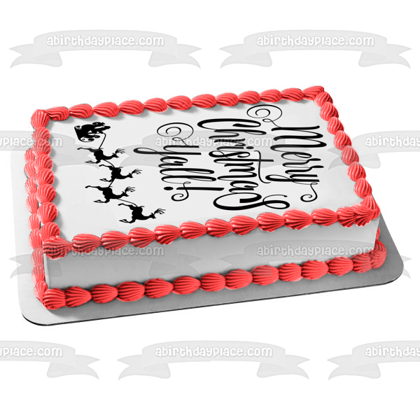 Feliz Navidad, Papá Noel, trineo, reno, siluetas en blanco y negro, decoración comestible para tarta, imagen ABPID53065 