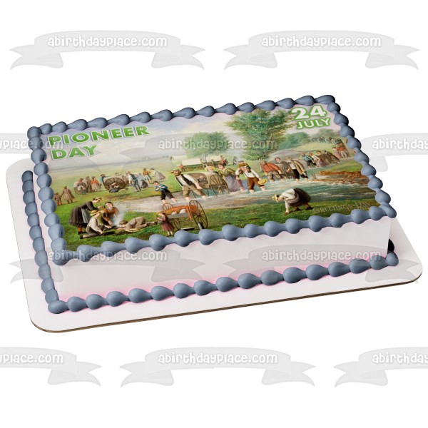 Pioneer Day July 24th Wagons Pioneers Edible Cake Topper Image ABPID54135
