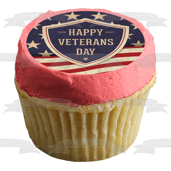 Happy Veterans Day American Flag Edible Cake Topper Image ABPID53293