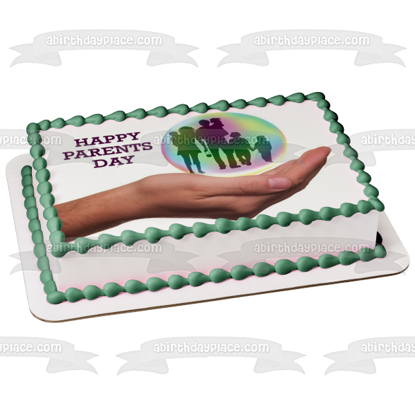 Happy Parents Day Family Silhouette Edible Cake Topper Image ABPID54140