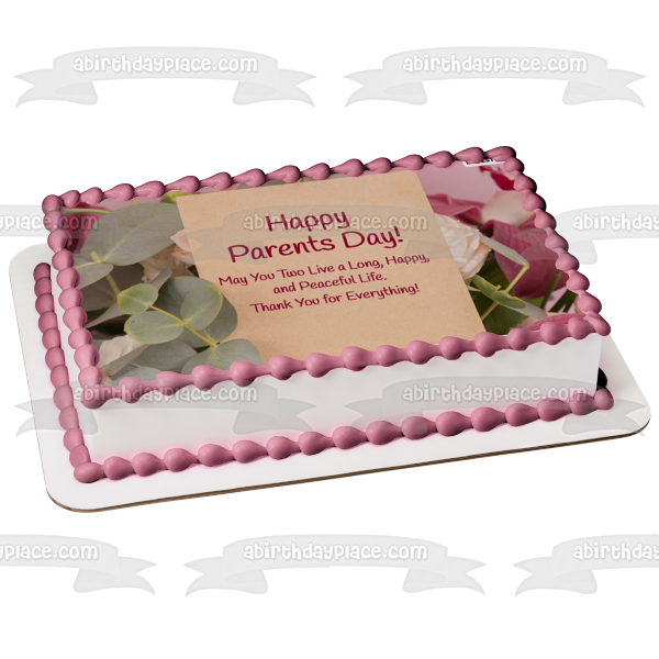 Happy Parents Day Flowers Edible Cake Topper Image ABPID54142