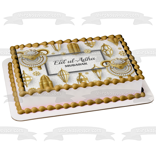 Eid Al-Adha Mubarak Edible Cake Topper Image ABPID54134
