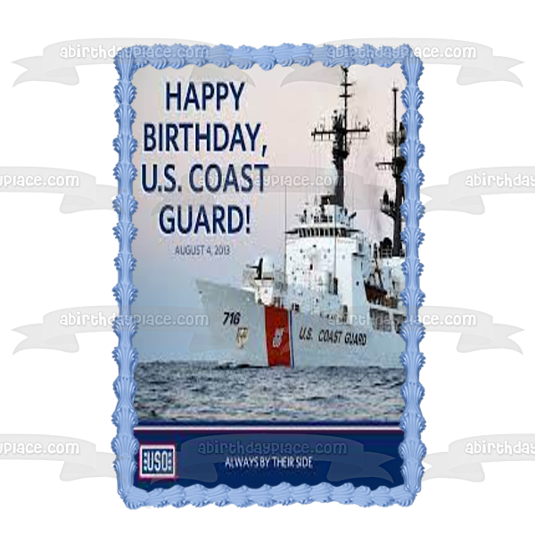 Happy Birthday U.S. Coast Guard Edible Cake Topper Image ABPID54150