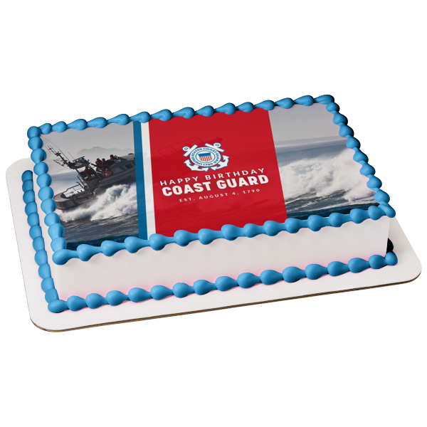 Happy Birthday U.S. Coast Guard Edible Cake Topper Image ABPID54152