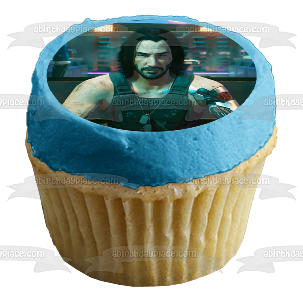 Cyberpunk 2077 Keanu Reeves Edible Cake Topper Image ABPID53417