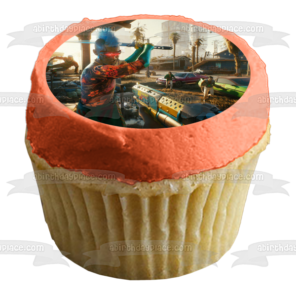 Imagen de decoración comestible para tarta Cyberpunk 2077 Gameplay ABPID53421 