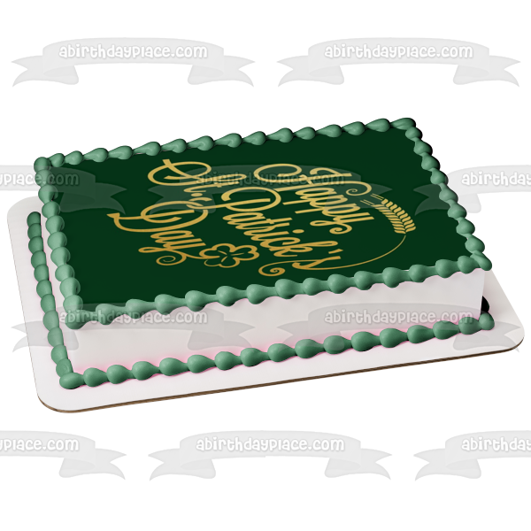 Happy St. Patrick's Day Shamrock Edible Cake Topper Image ABPID53717