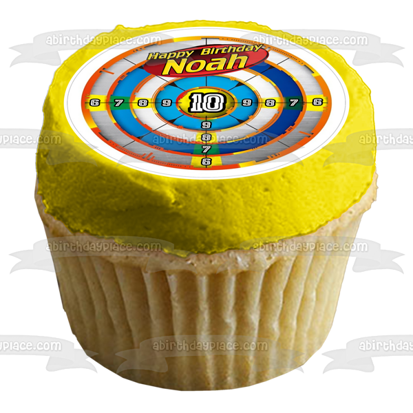 Happy Birthday Customizable NERF Target Dart Toy Edible Cake Topper Image ABPID53540