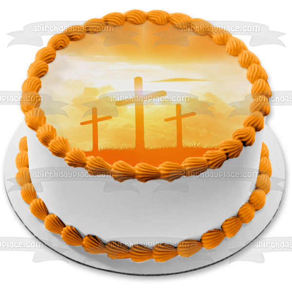 Easter Cross Crucifixion Calvary Golgotha Jesus Christianity Resurrection Edible Cake Topper Image ABPID53542